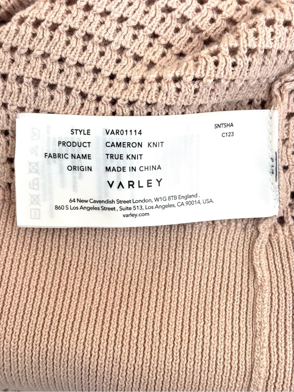 Varley Cameron Knit Cardigan Sweater Full Zip Cotton Moonlight Beige Large - Picture 10 of 14